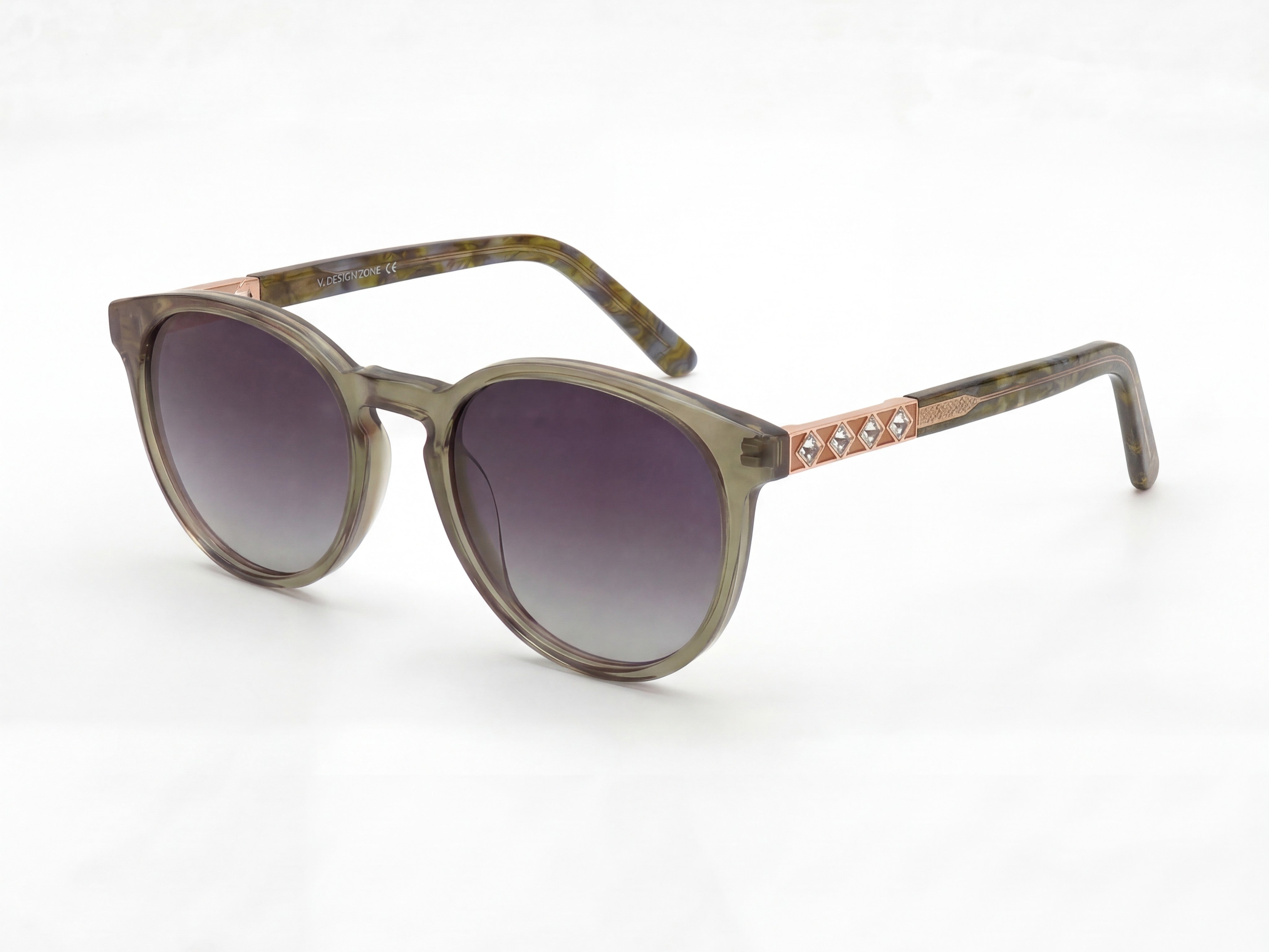 Orin — Olive Patterned Frame & Smoke Gradient Lenses