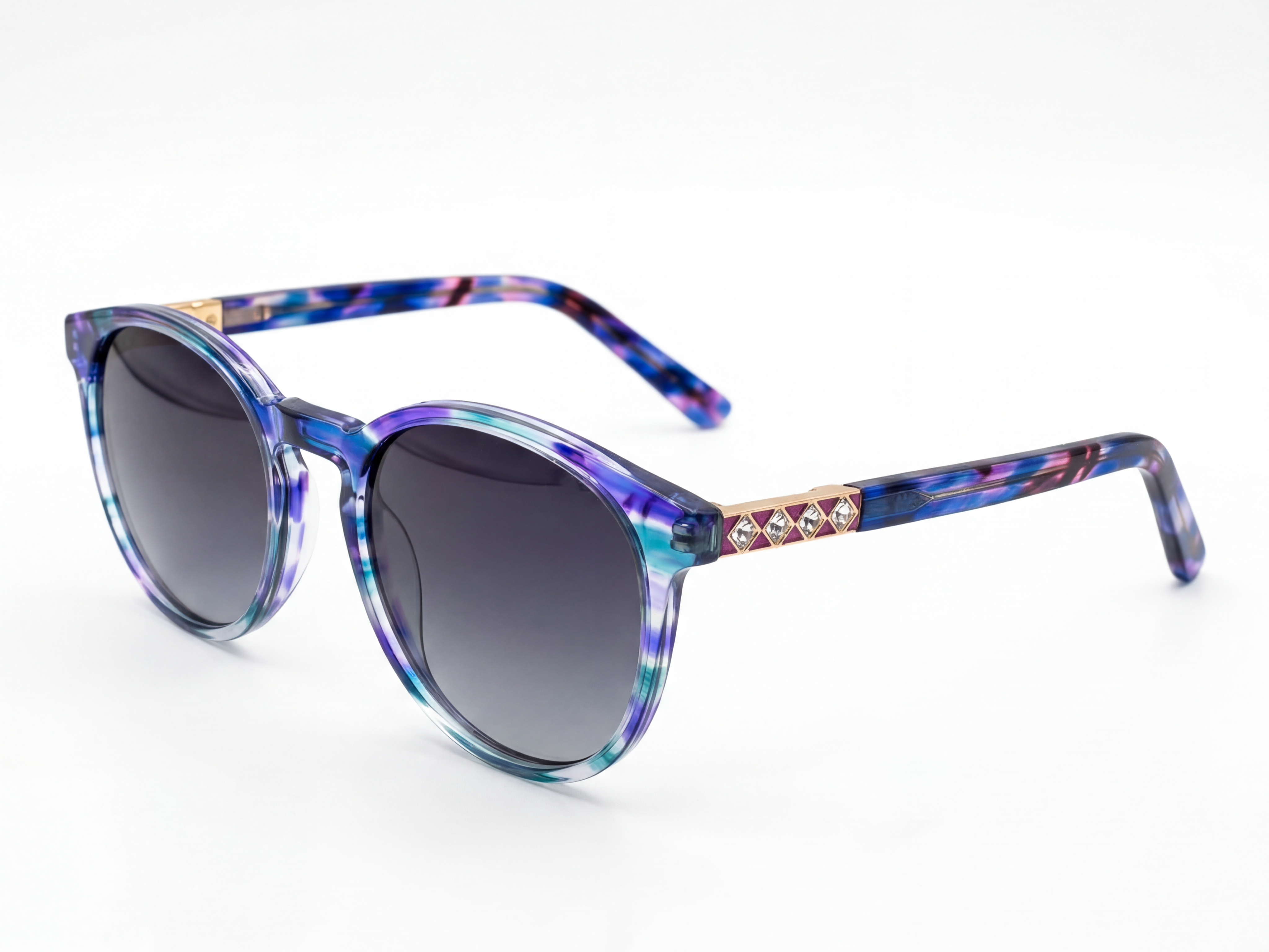 Orin — Blue Patterned Frame & Smoke Gradient Lenses