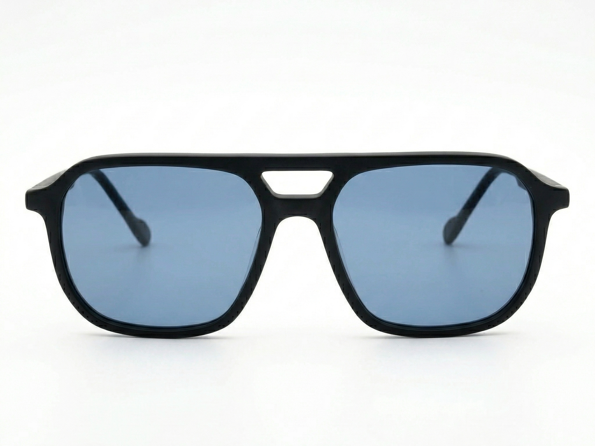 Zyra — Matte Black Navigator Frames & Steel Blue Lenses