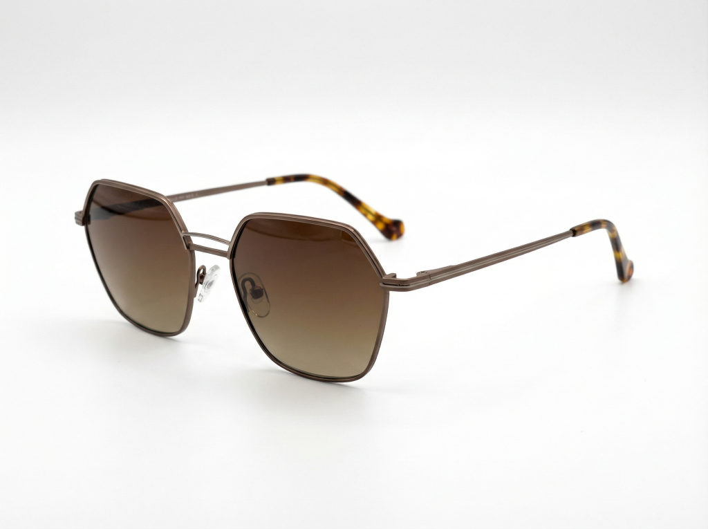 Lumo — Metal & Tortoise Hexagonal Frames with Brown Gradient Lenses