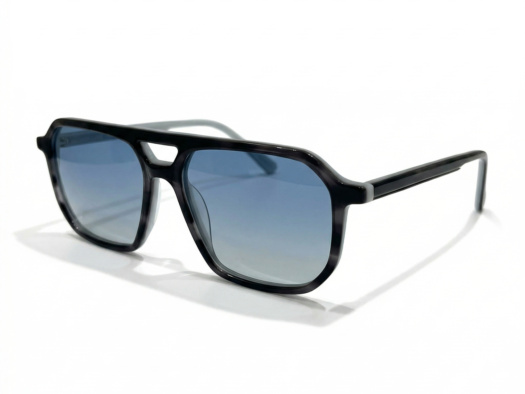 Zyra — Matte Black Navigator Frames & Steel Blue Lenses