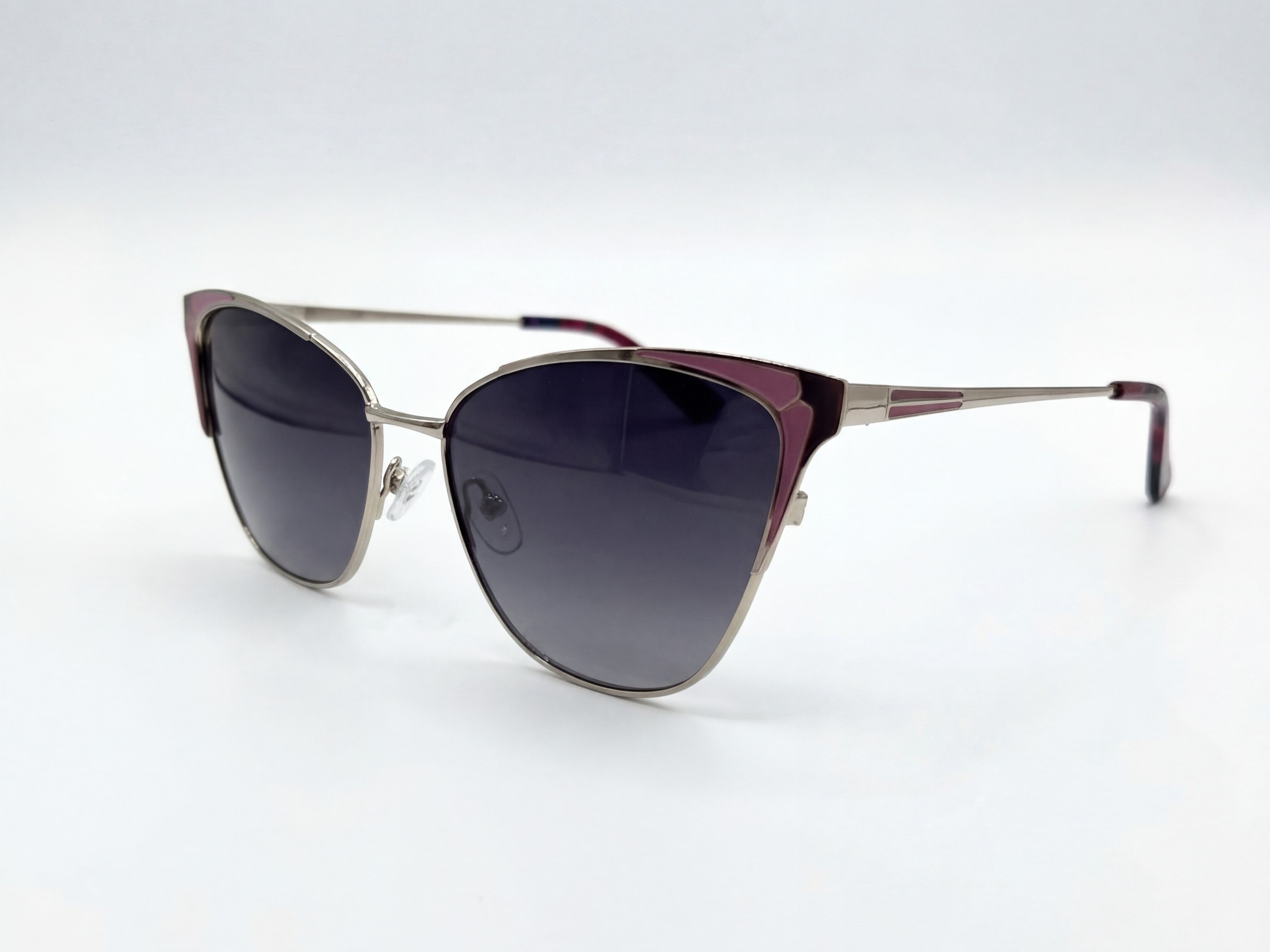 Axel — Silver & Pink Frame with Smoke Gradient Lenses