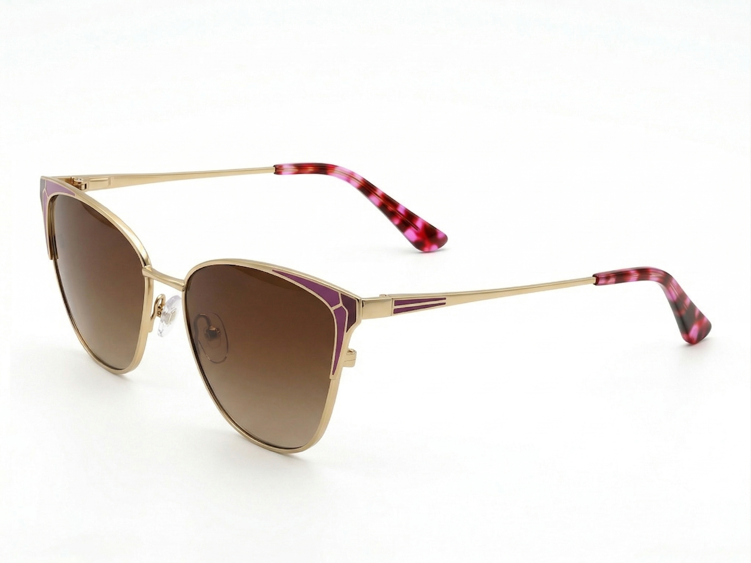 Axel — Gold & Magenta Frame with Brown Gradient Lenses