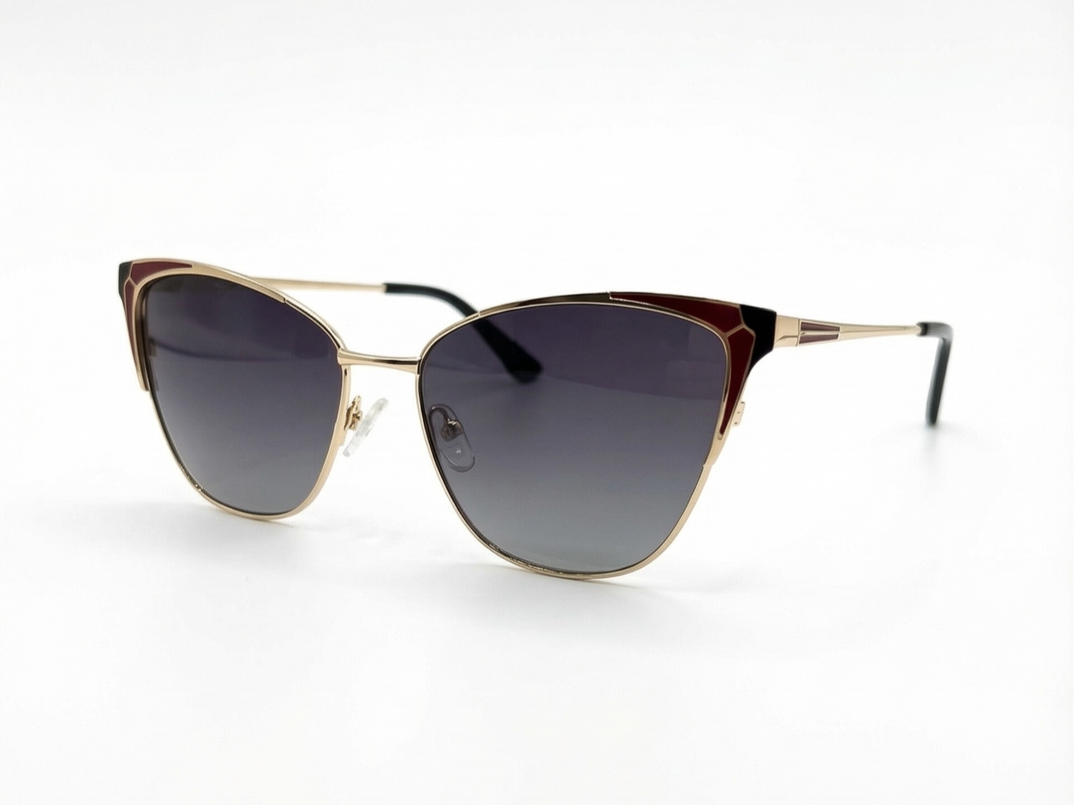 Axel — Gold & Burgundy Frame with Smoke Gradient Lenses
