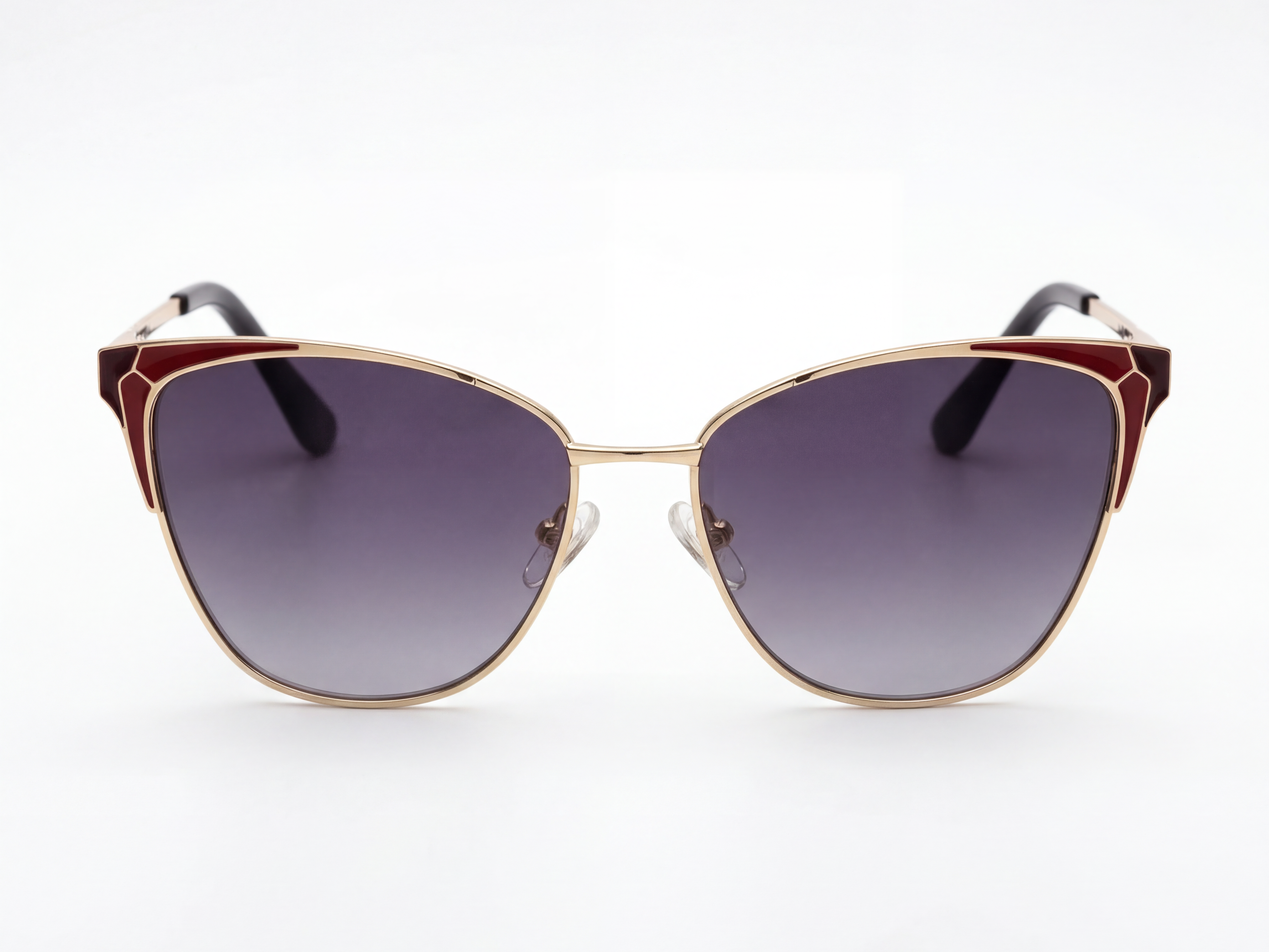 Axel — Gold & Burgundy Frame with Smoke Gradient Lenses